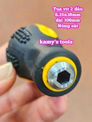 Tua vít lùn 2 đầu cán gai cao su 6.3x38mm dài 105mm, tô vít
