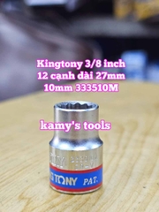 Đầu tuýp trắng 12 cạnh 3/8 inch dài 27mm Kingtony 6mm 7mm 8mm 9mm 10mm 333006M 333007M 333008M 333009M 333010M