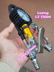 Tay bơm lốp xe ô tô, xe máy có đồng hồ đo áp suất Luxtop model LT-TIG04 có nút xả khí