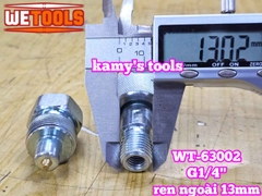 Bộ đầu khớp nối nhanh thủy lực Wetools G1/4 inch ren ngoài 13mm WT-63002