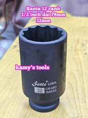 Tuýp 1/2 inch đen dài BÔNG 12 cạnh dài 78mm Santa 23mm 24mm 27mm 30mm 32mm IM523 IM524 IM527 IM530 IM532