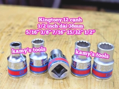 Đầu tuýp trắng 1/2 inch Kingtony 12 cạnh 5/16 3/8 7/16 15/32 1/2 inch 433010S 433012S 433014S 433015S 433016S