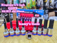 Bộ tuýp lú đầu lục giác 6 cạnh Kingtony 4120PR dài 80mm 9 chi tiết 4mm 5mm 6mm 7mm 8mm 10mm 12mm 14mm 17mm