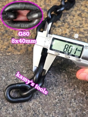 Dây xích cẩu hàng 8mm 8x40mm chuẩn G80 tải trọng 2 tấn Wetools WT-93808A (giá 1 mét)