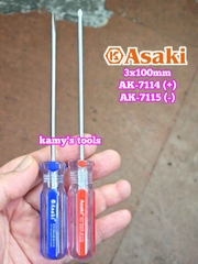 Tua vít bake dẹp 3mm dài 100mm 3x100mm Asaki AK-7114 AK-7115