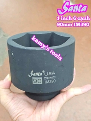 Đầu tuýp khẩu 1 inch Santa 6 cạnh thép Cr-mo 90mm IM390