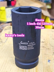 Đầu tuýp 1 inch đen dài 120mm lục giác Santa thép Cr-mo 36mm 38mm 41 mm 46mm 50mm IMX336 IMX338 IMX341 IMX346 IMX350