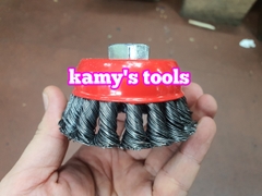 Chén cước hay chổi cước thép xoắn 75mm 3 inch tán M10x1.5 và M14x2.0