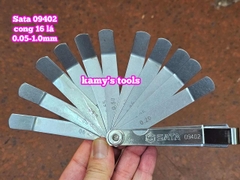 Thước căn lá dưỡng đo độ dày căn chỉnh cò xupap Sata 16 lá loại cong 09402 cỡ  0.05-1.0mm