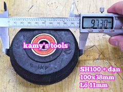 Bánh xe cao su đặc Sanho 100mm kèm bạc đạn 6301RS lỗ 11mm 100x38mm Kamytools