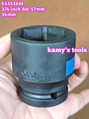 Tuýp 3/4 inch đen ngắn lục giác kingtony dài 57mm 32mm 33mm 34mm 35mm 36mm 653532M 653533M 653534M 653535M 653536M
