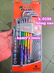 Bộ khóa lục giác bi và bông hoa thị nhiều màu Kapusi 9 cây K-0197 và K-0198