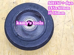 Bánh xe cao su đặc Sanho 150mm kèm bạc đạn 6003RS lỗ 16mm 145x40mm Kamytools