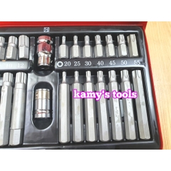 Bộ Đầu Lục Giác TOP 40 Chi Tiết Chính Hãng Taiwan model TBS-11026, Bộ Mũi Vít Lục giác Sao Mở Mẹc