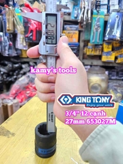 Đầu tuýp 3/4 inch bông 12 cạnh đen Kingtony 27mm 653027M