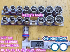 Bộ tuýp khẩu 1/2 inch Kingtony 8 chi tiết 10-22mm 6 cạnh 4510MR 12 cạnh 4010MR