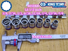 Bộ tuýp khẩu hệ inch 1/2 inch 12 cạnh Kingtony 4010SR 8 chi tiết từ 3/8-7/8 inch