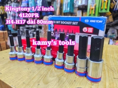 Bộ tuýp lú đầu lục giác 6 cạnh Kingtony 4120PR dài 80mm 9 chi tiết 4mm 5mm 6mm 7mm 8mm 10mm 12mm 14mm 17mm