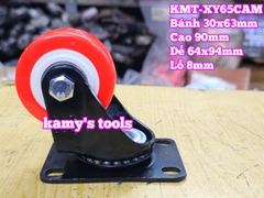 Bánh xe càng xoay PU cam 60mm 30x63mm cao 90mm Kamytools KMT-XY65CAM