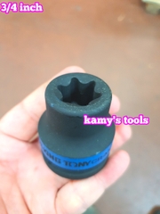 Đầu tuýp khẩu 3/4 inch E24 Kingtony 657524M đen dài 50mm thép cr-mo