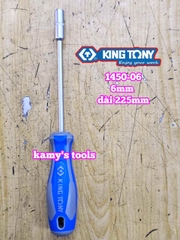 Tua vít cán vặn ốc đầu tuýp lục giác Kingtony 6mm thân dài 125mm luôn cán 225mm 1450-06