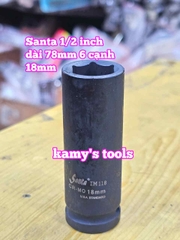 Đầu tuýp khẩu 1/2 inch đen dài lục giác 6 cạnh 78mm Santa 17mm 18mm 19mm 20mm 21mm IM117 IM118 IM119 IM120 IM121