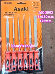 Bộ dũa giũa kim cương mini 6 cây Asaki AK-3903 cỡ 5mm 5x180mm