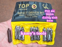 Mũi vít đóng bake 4 cạnh PH2 8mm 5/16 inch dài 36mm TOP model TBD-8362B