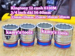 Tuýp 3/4 inch bông 12 cạnh trắng ngắn Kingtony 33mm 34mm 35mm 36mm 38mm 633033M 633034M 633035M 633036M 633038M