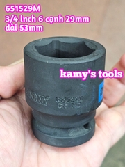 Tuýp 3/4 inch đen ngắn lục giác kingtony dài 53mm 27mm 28mm 29mm 30mm 651527M 651528M 651529M 651530M