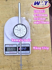 Đồng hồ so 0-100mm sai số 0.01mm WMT model 216-013 mặt 78mm thân thép cao cấp nặng 512g