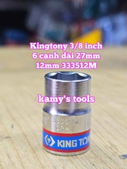 Đầu tuýp trắng 6 cạnh 3/8 inch dài 27mm Kingtony 11mm 12mm 13mm 14mm 15mm 333511M 333512M 333513M 333514M 333515M