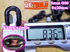Dây xích cẩu hàng 6mm 6x30mm chuẩn G80 tải trọng 1 tấn Wetools WT-93806A (giá 1 mét)