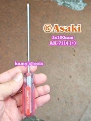 Tua vít bake dẹp 3mm dài 100mm 3x100mm Asaki AK-7114 AK-7115