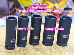 Tuýp 1/2 inch đen dài BÔNG 12 cạnh dài 80mm Santa 16mm 17mm 19mm 21mm 22mm IM516 IM517 IM519 IM521 IM522