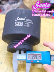 Đầu tuýp khẩu 3/4 inch Santa 6 cạnh thép Cr-Mo 80mm IM280