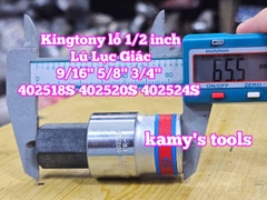 Tuýp lú đầu lục giác lỗ 1/2 inch Kingtony cỡ 9/16 5/8 3/4 inch 402518S 402520S 402524S