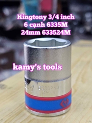 Đầu tuýp khẩu 3/4 inch 6 cạnh trắng Kingtony 22mm 23mm 24mm 25mm 26mm 633522M 633523M 633524M 633525M 633526M
