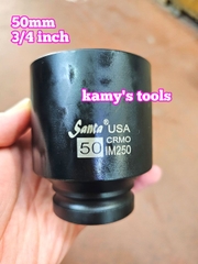 Đầu tuýp 3/4 inch dài 80mm Santa thép Cr-mo 46mm 48mm 50mm 55mm IM246 IM248 IM250 IM255