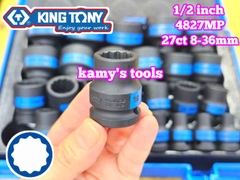 Bộ tuýp đen 1/2 inch Kingtony 4827MP 12 cạnh 27 chi tiết 8-36mm