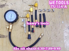 Bộ đồng hồ đo áp suất hệ thống phun nhiên liệu động cơ bơm xăng TU-114-A với đầu nối nhanh 6.30+7.89+9.49 Wetools