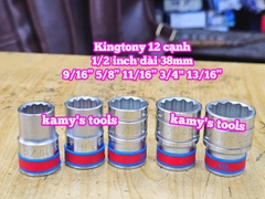 Đầu tuýp trắng 1/2 inch Kingtony 12 cạnh 9/16, 5/8, 11/16, 3/4, 13/16 inch 433018S 433020S 433022S 433024S 433026S