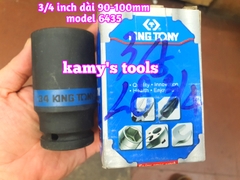 Đầu tuýp đầu khẩu đen dài lục giác dài 90mm Kingtony lỗ 3/4 inch 33mm 34mm 35mm 643533M, 643534M, 643535M