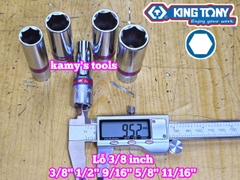 Tuýp 3/8 inch hệ inch 6 cạnh Kingtony cỡ 3/8 inch 1/2 inch 9/16 inch 5/8 inch 11/16 inch 323512S 323516S 323518S 323520S 323522S