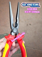 Kìm nhọn cách điện VDE 1000V 8-1/4 inch 210mm Kingtony 6318-08A