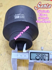 Tuýp 1 inch đen dài BÔNG 12 cạnh Santa 65mm IM565