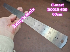 Thước lá inox 600mm (60cm) 2 hệ inch và mét bản 28mm hệ mét C-mart D0019-600