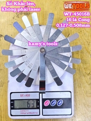 Bộ thước căn lá đo khe hở chỉnh cò xupap loại CONG 16 lá 0.127-0.508mm Wetools WT-45016B