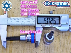 Tuýp lú đầu lục giác bông sao hoa thị 3/8 inch Kingtony có lỗ T30 T40 302730 302740