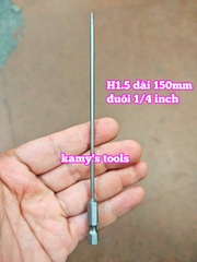 Mũi bắn siết vít lục giác 6 cạnh đuôi lục giác 1/4 inch dài 150mm thép S2 H1.5 H2 H2.5 H3 H4 H5 H6